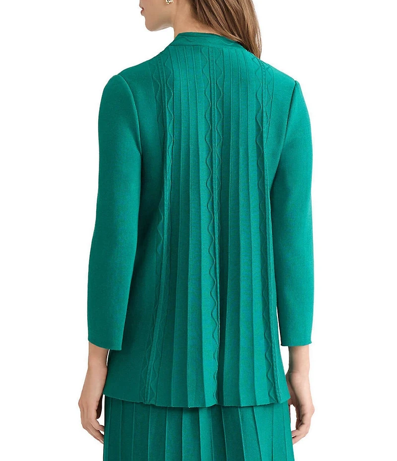 Ming Wang Aria Tonal Multi-Stitch Knit V-Neck Bracelet Sleeve Tunic