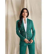 Ming Wang Aria Tonal Multi-Stitch Round Neck 3/4 Flare Sleeve Sheath Dress