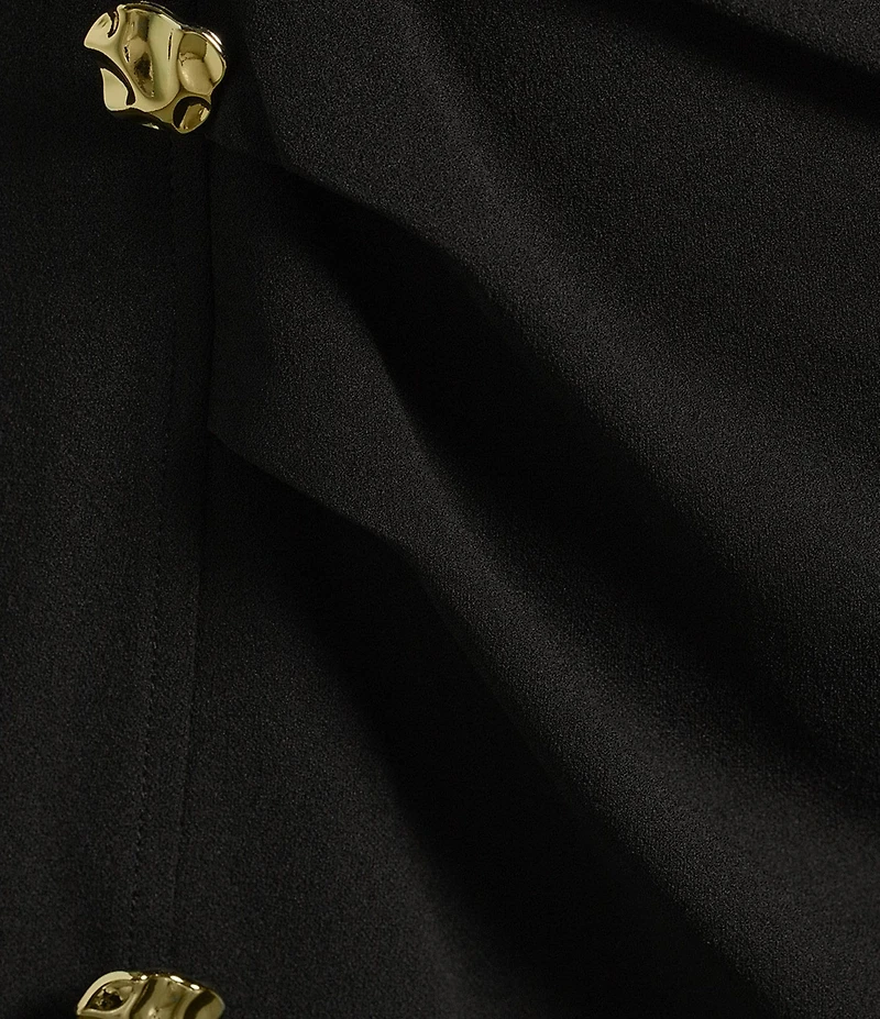Ming Wang Asymmetrical Neck Long Sleeve Knee Length Dress