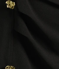 Ming Wang Asymmetrical Neck Long Sleeve Knee Length Dress