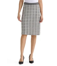 Ming Wang Contrast Stitch Coordinating Tweed Knit A-Line Skirt