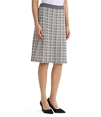 Ming Wang Contrast Stitch Coordinating Tweed Knit A-Line Skirt