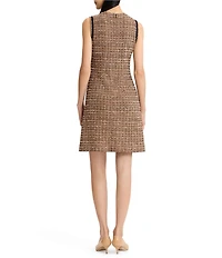 Ming Wang Coordinating Eyelash Tweed Knit Round Neck Sleeveless A-Line Dress