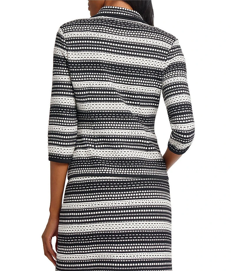 Ming Wang Coordinating Tailored Fit Double Breasted Knit 3/4 Sleeve Blazer