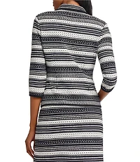 Ming Wang Coordinating Tailored Fit Double Breasted Knit 3/4 Sleeve Blazer