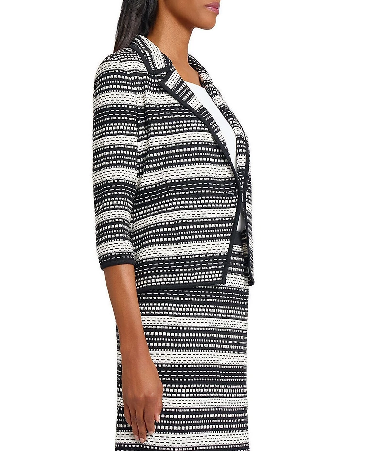 Ming Wang Coordinating Tailored Fit Double Breasted Knit 3/4 Sleeve Blazer