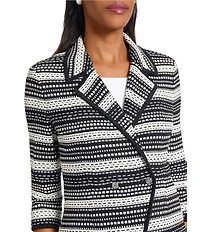 Ming Wang Coordinating Tailored Fit Double Breasted Knit 3/4 Sleeve Blazer