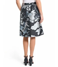 Ming Wang Coordinating Woven Floral Print A-Line Skirt