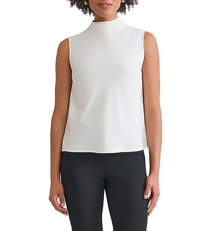 Ming Wang Crepe De Chine Cowl Neck Sleeveless Tank