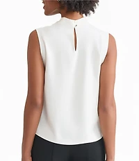 Ming Wang Crepe De Chine Cowl Neck Sleeveless Tank
