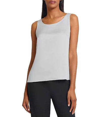 Ming Wang Crepe De Chine Scoop Neck Sleeveless Tank