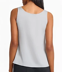 Ming Wang Crepe De Chine Scoop Neck Sleeveless Tank