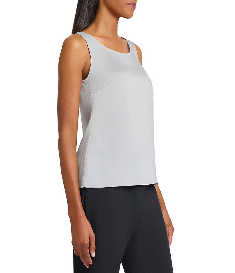 Ming Wang Crepe De Chine Scoop Neck Sleeveless Tank