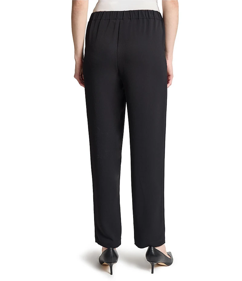Ming Wang Crepe De Chine Straight Leg Pants