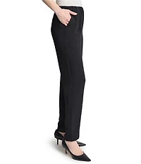 Ming Wang Crepe De Chine Straight Leg Pants