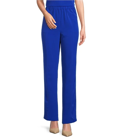 Ming Wang Crepe De Chine Straight Leg Pants