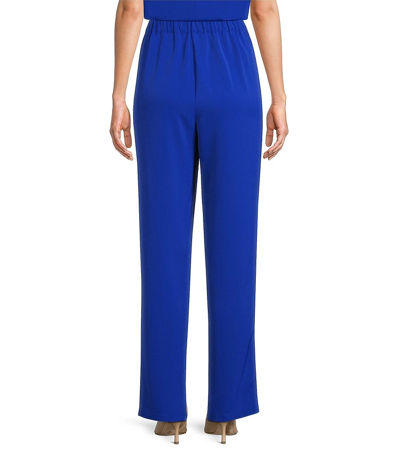 Ming Wang Crepe De Chine Straight Leg Pants