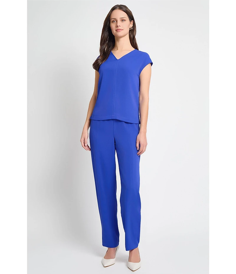 Ming Wang Crepe De Chine Straight Leg Pants