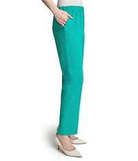 Ming Wang Crepe De Chine Straight Leg Pants