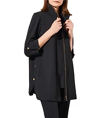 Ming Wang Deco Crepe 3/4 Sleeve Zip Front Jacket