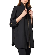 Ming Wang Deco Crepe 3/4 Sleeve Zip Front Jacket