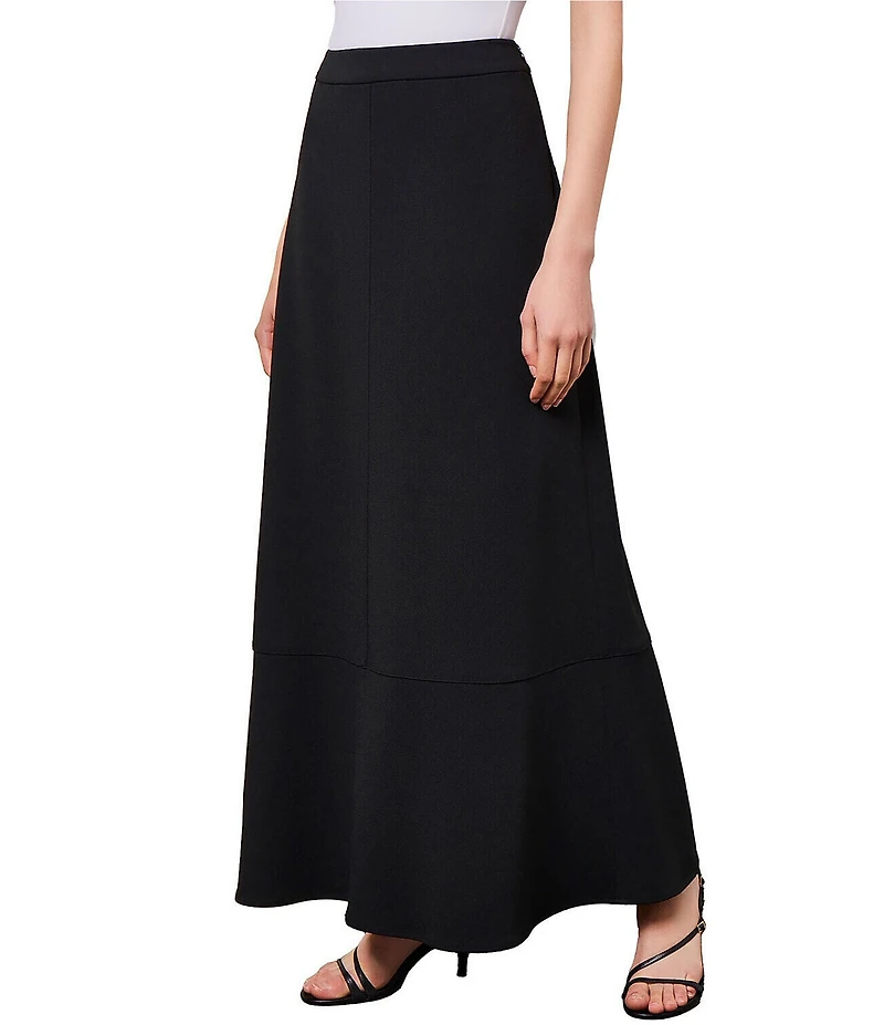 Ming Wang Deco Crepe A-Line Side Zip Maxi Skirt