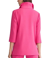 Ming Wang Deco Crepe Ruffle Collar 3/4 Sleeve Jacket