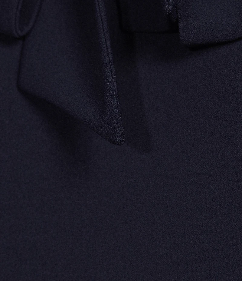 Ming Wang Deco Crepe Tie Mock Neck 3/4 Sleeve A-Line Dress