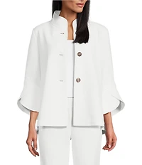 Ming Wang Deco Crepe Winged Collar Bracelet Tulip Sleeve Jacket