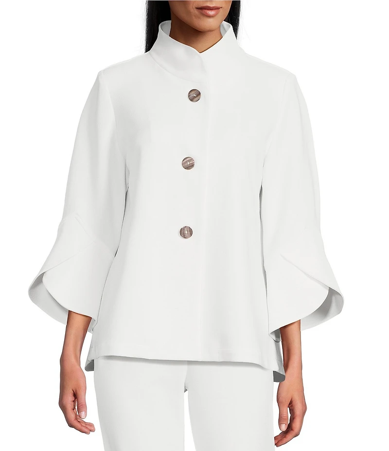 Ming Wang Deco Crepe Winged Collar Bracelet Tulip Sleeve Jacket