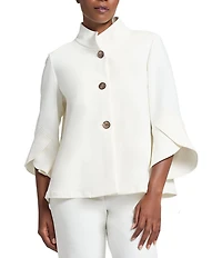 Ming Wang Deco Crepe Winged Collar Bracelet Tulip Sleeve Jacket