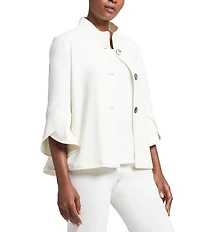 Ming Wang Deco Crepe Winged Collar Bracelet Tulip Sleeve Jacket