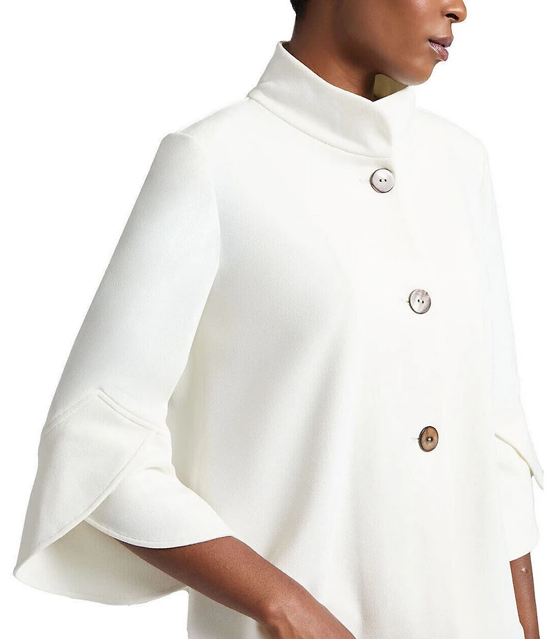 Ming Wang Deco Crepe Winged Collar Bracelet Tulip Sleeve Jacket