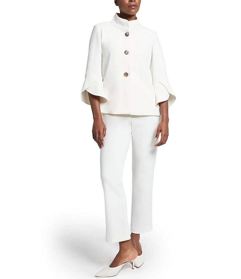 Ming Wang Deco Crepe Winged Collar Bracelet Tulip Sleeve Jacket