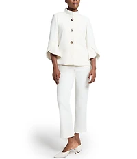 Ming Wang Deco Crepe Winged Collar Bracelet Tulip Sleeve Jacket