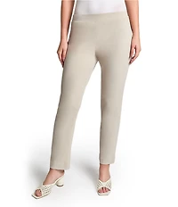 Ming Wang Deco Stretch Crepe Back Slit Hem Pull-On Pants