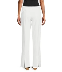 Ming Wang Deco Stretch Crepe Back Slit Hem Pull-On Pants