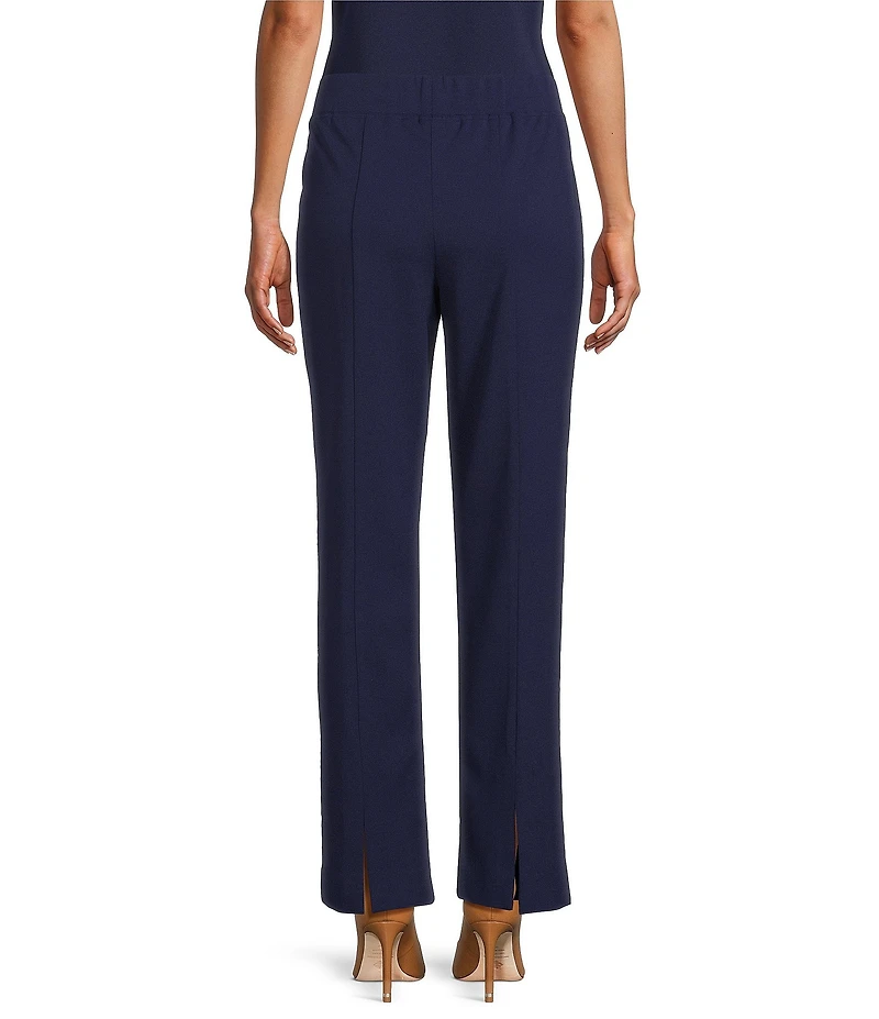 Ming Wang Deco Stretch Crepe Back Slit Hem Pull-On Pants