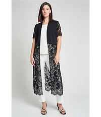 Ming Wang Deco Stretch Crepe Back Slit Hem Pull-On Pants