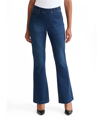 Ming Wang Denim Elastic Waist Slim Flare Boot Cut Jeans