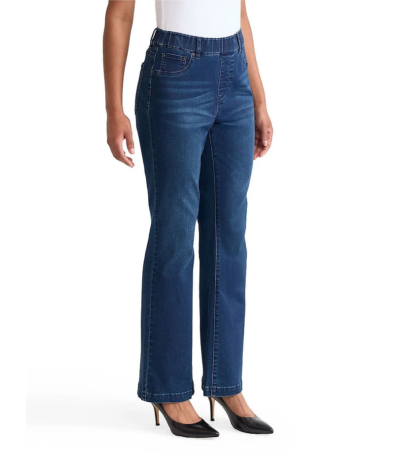 Ming Wang Denim Elastic Waist Slim Flare Boot Cut Jeans