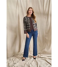 Ming Wang Denim Elastic Waist Slim Flare Boot Cut Jeans