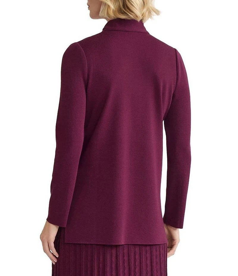 Ming Wang Floral Jacquard Knit Tie V-Neck Long Sleeve Tunic