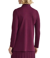 Ming Wang Floral Jacquard Knit Tie V-Neck Long Sleeve Tunic