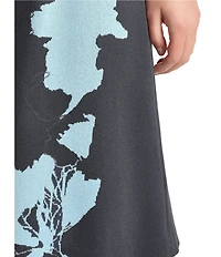 Ming Wang Floral Jacquard Soft Knit Round Neck Short Sleeve A-Line Dress