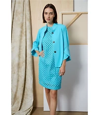 Ming Wang Geometric Lace Cutout Round Neck Sleeveless Dress