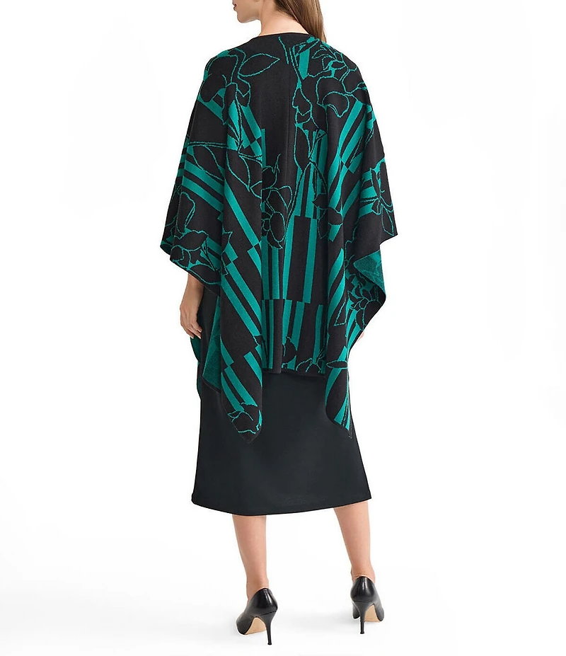 Ming Wang Hope Floral Pattern Cozy Knit Wrap
