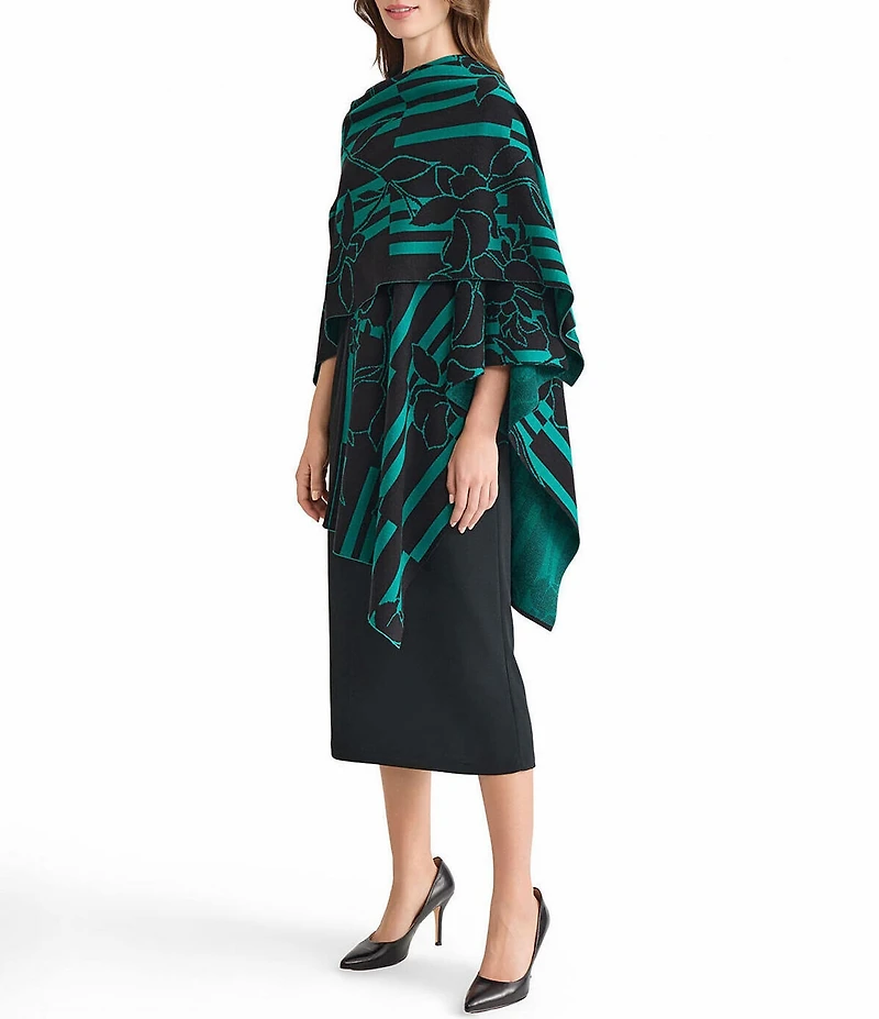 Ming Wang Hope Floral Pattern Cozy Knit Wrap