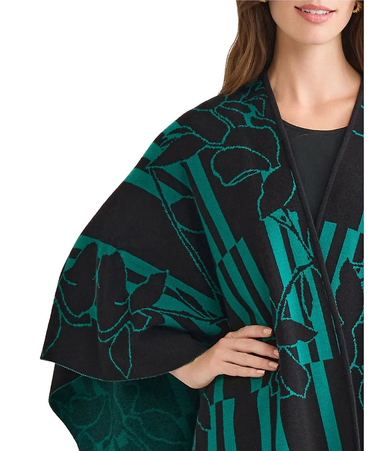 Ming Wang Hope Floral Pattern Cozy Knit Wrap