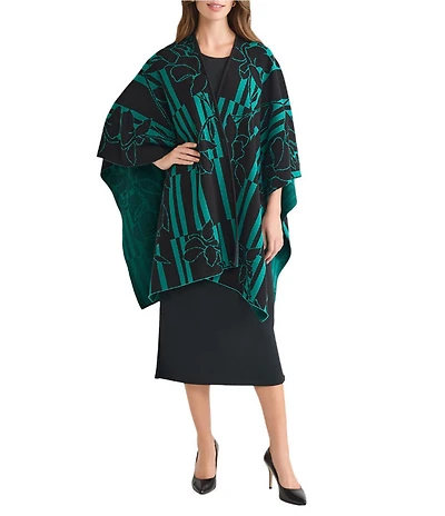 Ming Wang Hope Floral Pattern Cozy Knit Wrap